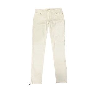 Michael Kors White Skinny Jeans with Gold Detail Ankle Zippers Size 0
